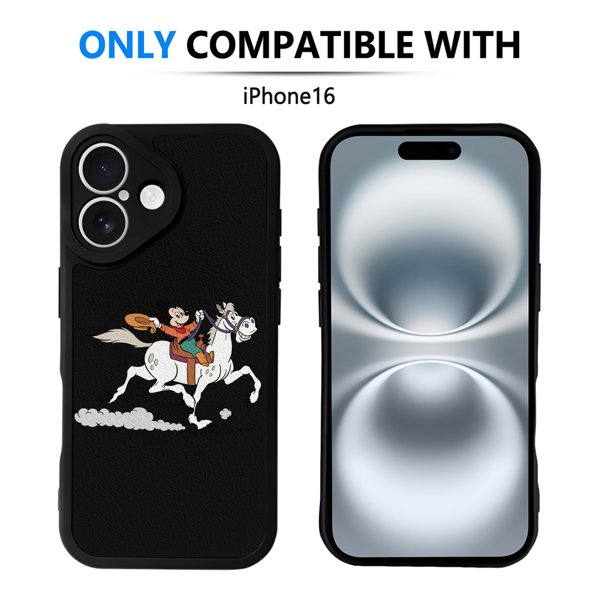 （画像用） ミッキーマウス Mickey Mouse 【iPhone 16シリーズ対応】シリコンスマホケース（レザー調） 材質：シリコン